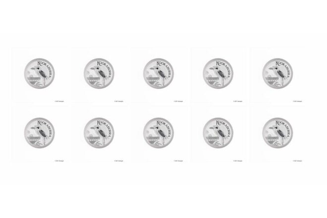 2022-P Australia 1oz Silver Kookaburra Coin 10oz Total - Lot of 10 - 10oz Total