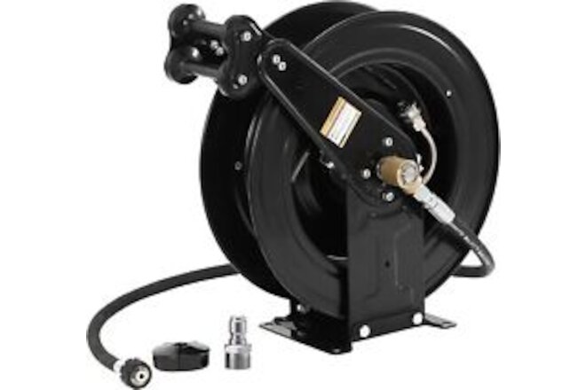 High Pressure Washer Hose Reel for Water/Air/Oil, 3/8" X 50 FT Steel Dual Arm