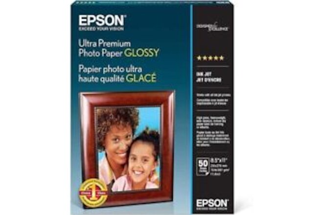 Epson Ultra-Premium Glossy Photo Paper, 11.1" x 8.7" x 0.6", 50 Sheets/Pack