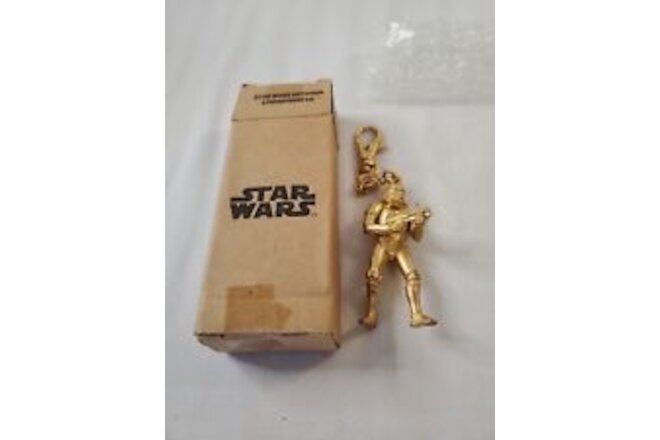 Vintage Star Wars Diecast Metal Avon Stormtrooper 1998 Keychain GoldTone