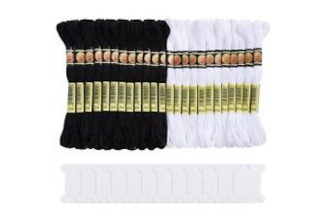 24 Skeins Friendship Bracelets Floss, Black and White Embroidery Cross Stitch...