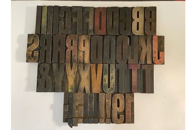 Vintage 31/4" wooden Printers type 43 characters all same font