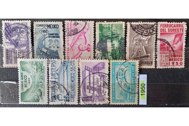 Mexico 1950 10 Stamp lot all different used as seen, combine shipping