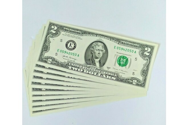 Lote de 10 Billetes de $2 DLLS 2017  SIN CIRCULAR y EN NUMERO CONSECUTIVO #2