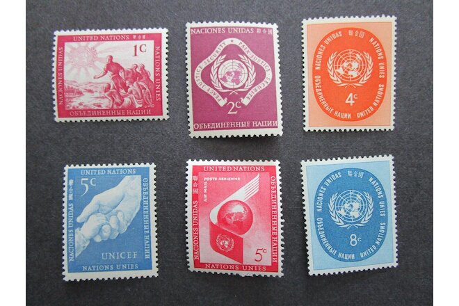 United Nations Stamps-1951, 1957, 1958-Lot of 6 MNH OG