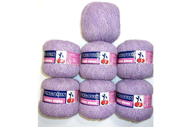 Lot of 7 ~ Vintage Pingouin Double Knitting Yarn, Lilac, 1.75 oz, Made in France