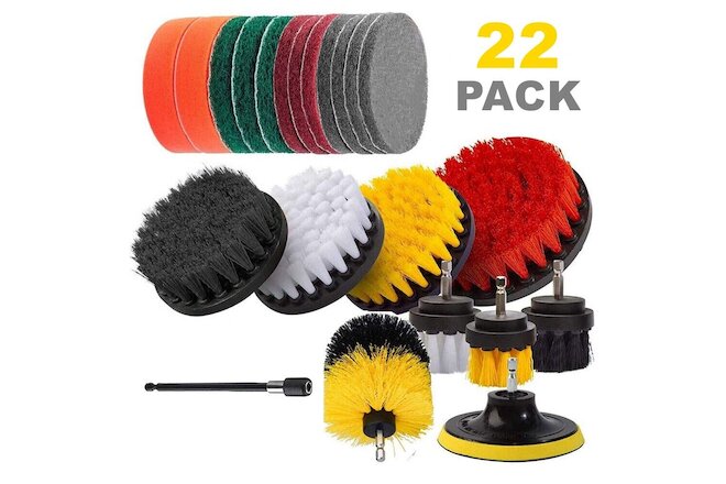 22x All Purpose Cleaning Kit Electric Drill Brush Attachment Set Power Scrubber