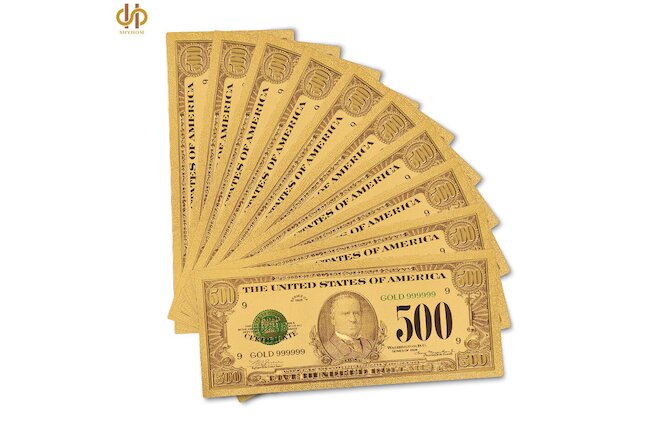 10PCS/Lot 1918 Colored US Dollar Collection $500 Gold Foil Banknotes Money Note