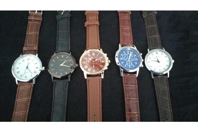Set of 5 NEW Men's Watches 10 FREE SPARE BATTERIES lot 876012WW Watch