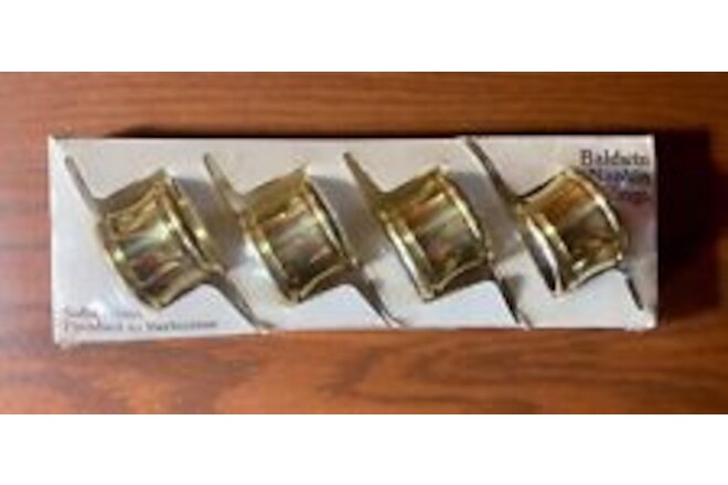 Set of 4 Baldwin Brass Napkin Rings No 7535 Polished Brass DEVON Gold Tone
