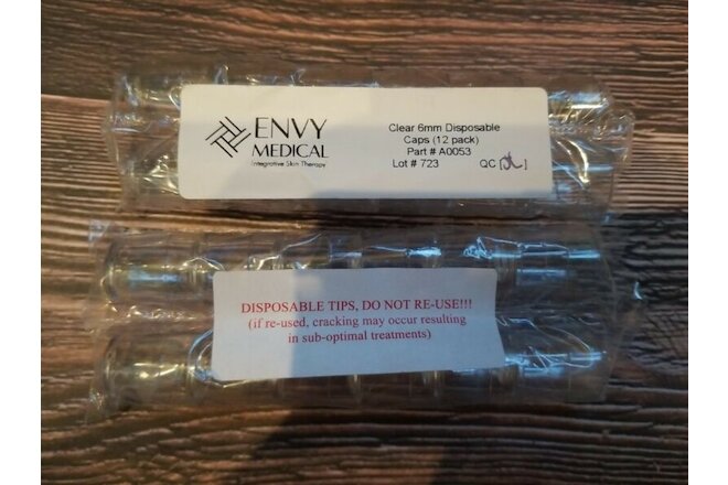 Envy Medical Silkpeel Dermalinfusion Clear 6mm Disposable Caps (4)12pks =48 TIPS