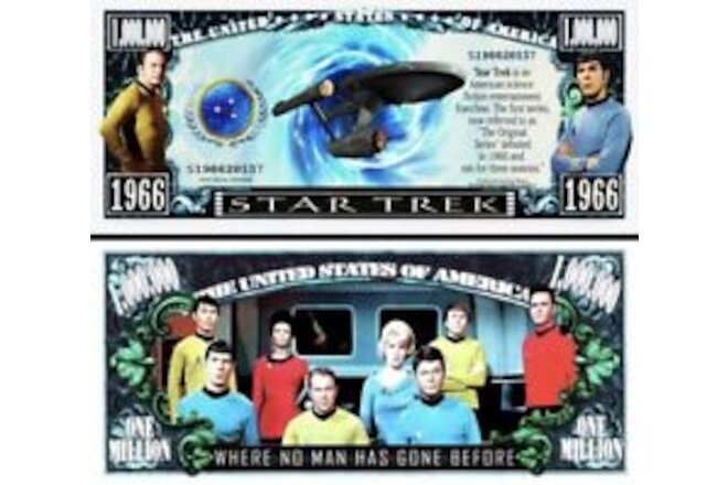 100 Pack Original Star Trek 1 Million Dollar Bills Collectible Funny Money Notes