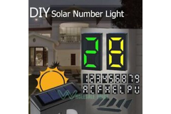 DIY Solar LED Light Sign House Door Address Plaque Number Plate Lamp Waterproof