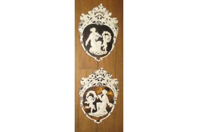 Wall Plaque's Cherubs Handmaid & Hand Painted Made Of Clay Pottery
