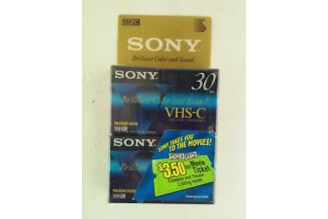 Sony VHS-C Premium Grade 30min Camcoder Videocassettes 2 pcs.