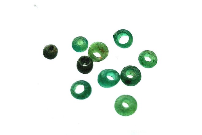 circa.100 - 300 A.D British Roman Period Green Glass Bead Collection