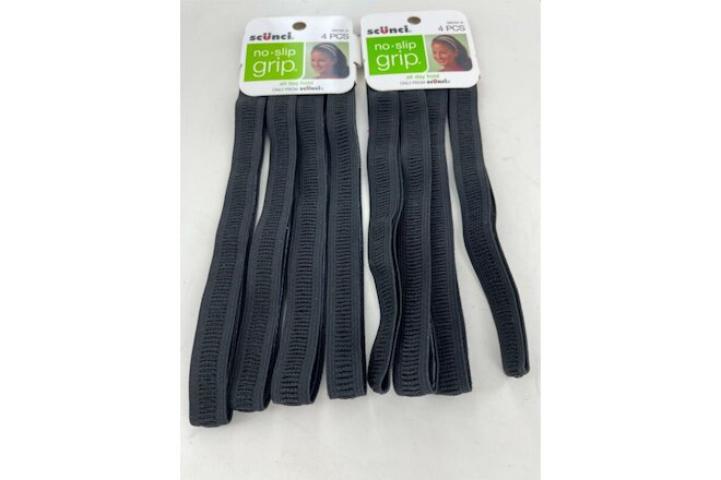 New (Pack of 2, 8 Pcs) Scunci No Slip Grip All Day Hold Headband, Black, 38542-A