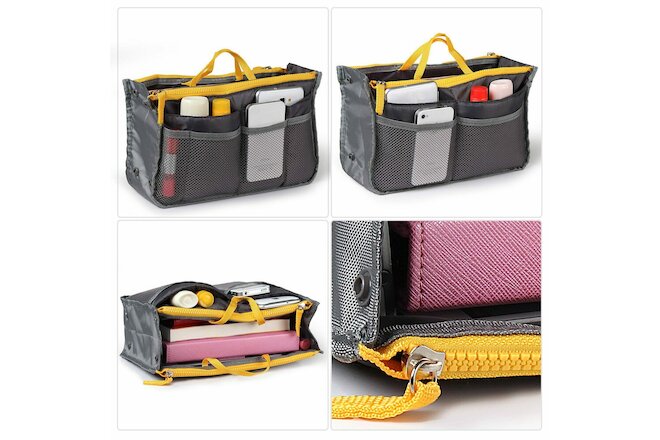 2-Pack Women Travel Insert Handbag Organizer Purse Large Liner Tidy Bag Case