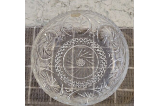 Badash Vintage Glass Bowl Poland 24% Lead Crystal New 8" Snowflake Pattern