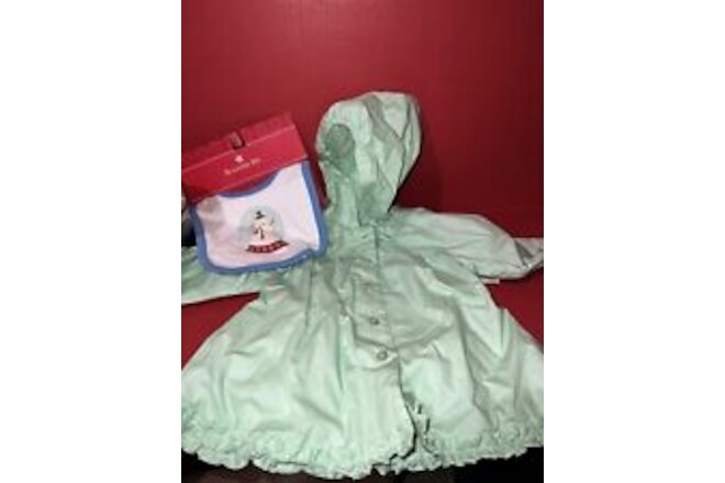 Basic Editions VTG Mint Green Infant Raincoat 12 Months AND Reversable Bib NWT