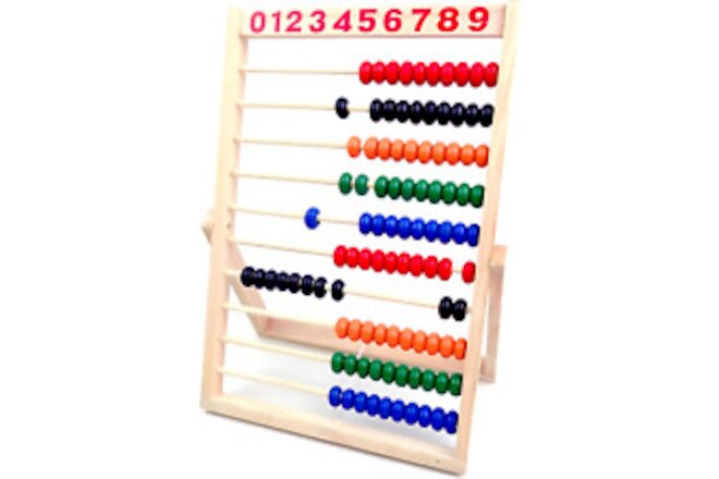 Wooden Counting Number Frame, 10 Rows Abacus for Kids Learning Math (11-1/2-Inch