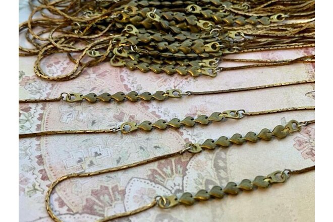 Vintage 16" Brass Hearts Chain Necklaces 4