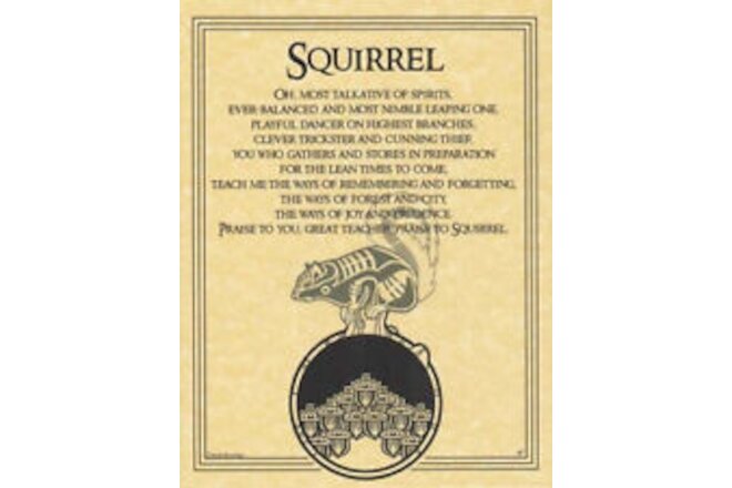 Squirrel Prayer Parchment-Like Page for Book of Shadows, Altar!