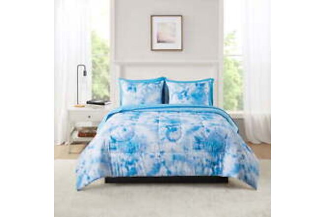 Mainstays Tie Dye Bed in a Bag Comforter Set - Blue - Twin XL - 5 Piece