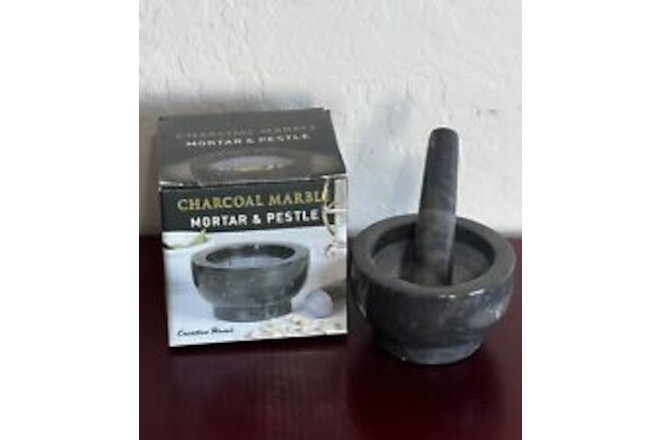 Creative Home Charcoal Marble Mortar & Pestle Set ~ Brand New in Box!