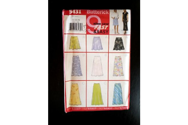 Butterick 5431 Sz 12-14-16 Sew Pattern UNCUT 9 Fast & Easy Skirt Options A-Line