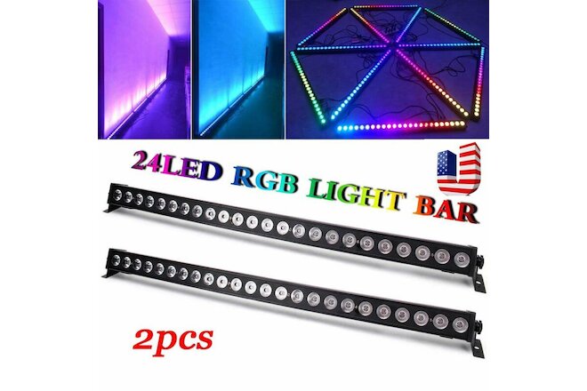 2PCS 24LED RGBWA Wall Wash Stage light Color Mixing DMX512 DJ Party Disco Lights