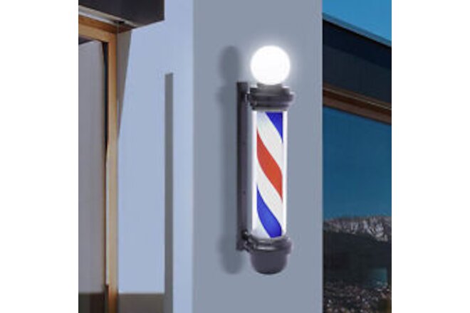 32" Barber Pole LED Light Red White Blue Rotating Stripes Hair Salon Shop Sign