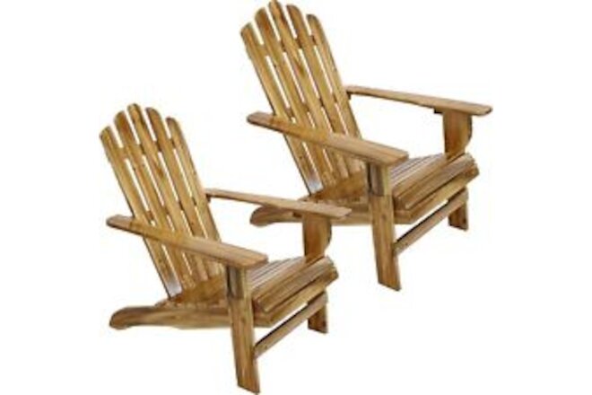 Rustic Fir Wood Adirondack Chair - Charred Finish - Set of 2 by Sunnydaze