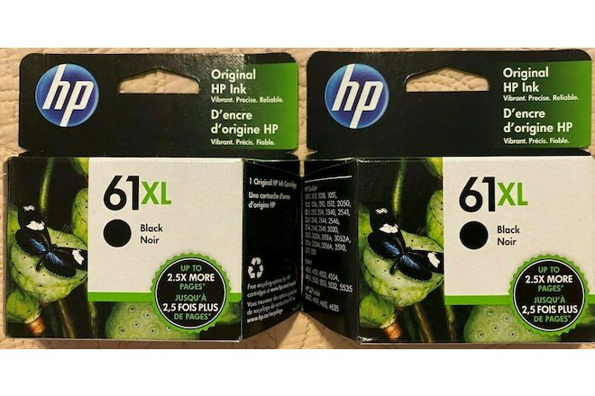 HP 61XL BLACK High Yield Original Ink Cartridge ***LOT OF 2*** EXP DATE 2024