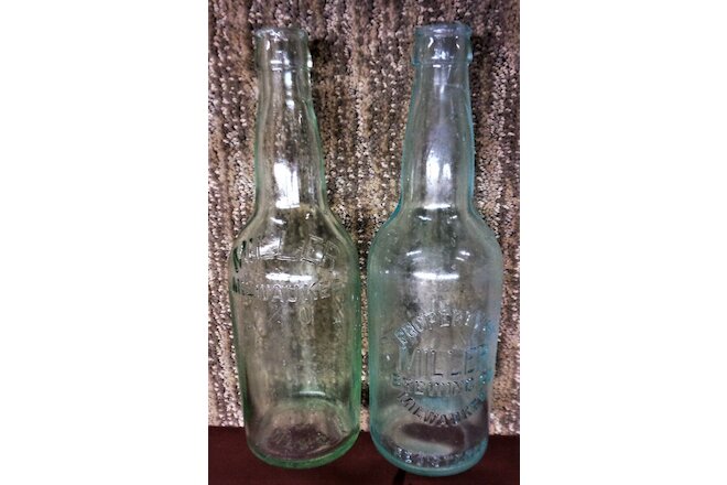 1920's Assortment Of Clear Styles Of Different Logo Embossed Miller Beer Bottles