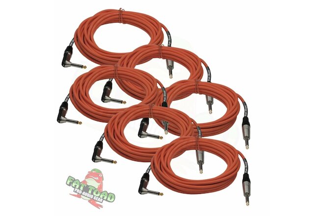 FAT TOAD Guitar Cables Right Angle 20FT ¼ Jack 6 Cords Instrument Speaker Wires