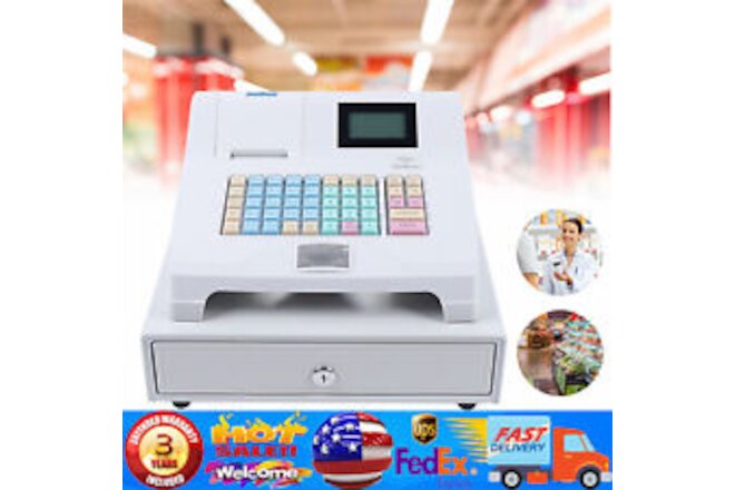 48Key Desktop Electronic Cash Register POS Casher Digital LED Display w/ Drawer
