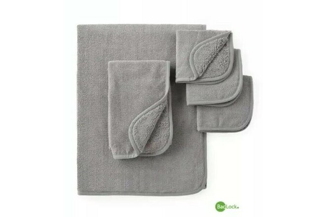 5 PC Norwex Ultra-Plush Towel Set Graphite Bath-Hand Towel-Face and Body Pack 3