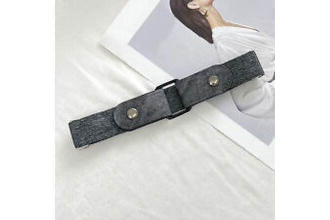 Jeans Belt Invisible Decorative Buckle Free Simple Lazy Waistband Wide