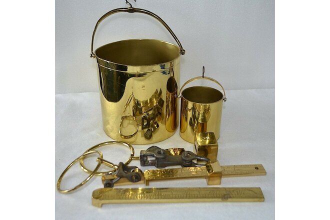 Lot Antique FAIRBANKS & Greenleaf Brass Beam Hanging Grain Tester Scale Buckets