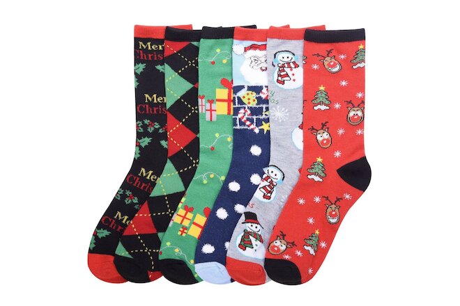 6 Pairs Christmas Winter Warm Soft Crew Socks Assorted Xmas Gifts #xmas 9-11