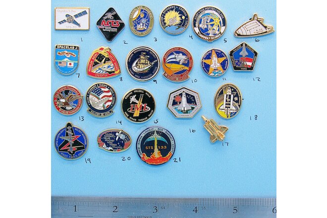 NASA enamel PIN lot of 21 vtg Space Shuttle ENDEAVOR Discovery COLUMBIA Group C