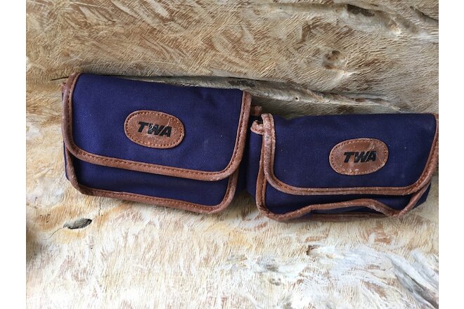 TWA Complimentary TOILETRY TRAVEL BAG KITS Both Unused VINTAGE -Lot of 2