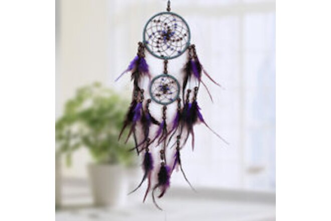 Purple & Black Dream Catcher Wall Hanging Handmade Feathers Dream Catchers Decor