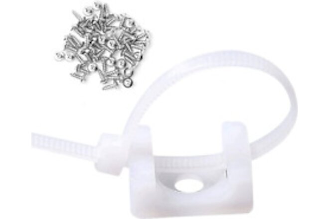 50 Pcs White Cable Tie Base Saddle Type Mount Wire Holder, Cable Zip Ties with S