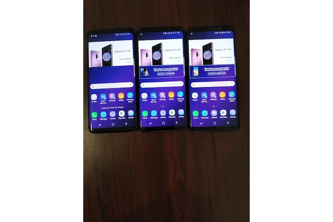 Lot of 3 Samsung Galaxy S9 SM-G960XU 64GB Black Live Demo Unit For parts