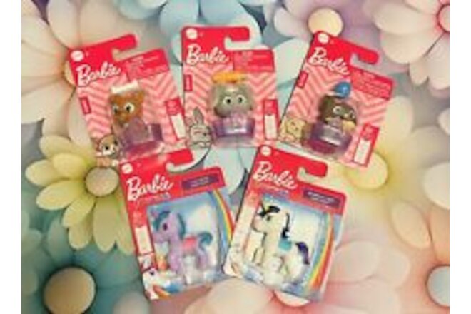Mattel Barbie Accessories~Pets-~ Lot Of 5 ~ Two Unicorns Bunny~Kitten~Puppy~
