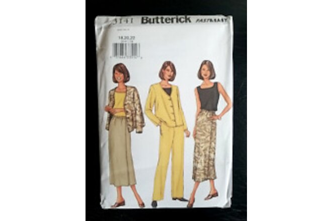 Butterick 3141 Sz 18-20-22 Sewing Pattern UNCUT Jacket Pants Skirt Top Very Easy