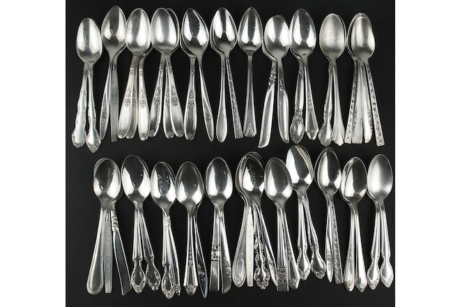 Craft Lot 50 Vintage Silverplate Demitasse Spoons - Bowls have wear / engraving