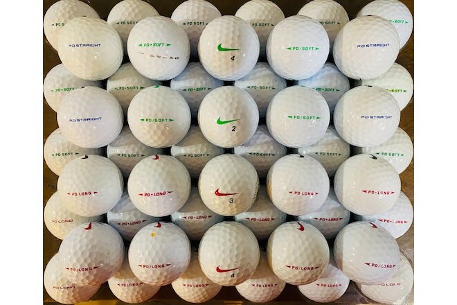 Nike Assorted PD Soft/Long Golf Balls-Lot 50-3A Very Good, Playable (See Pix)